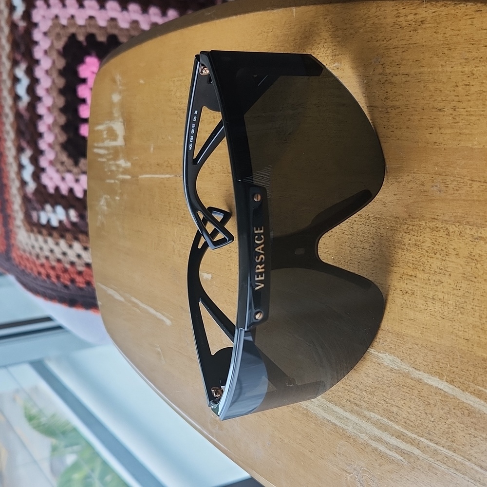 Light Worn Versace Sheild Sunglasses
